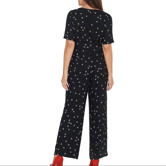 Vince Camuto Women's Elbow Sleeve Ditsy Re-Set Belted Jumpsuit - Picture 2 of 8